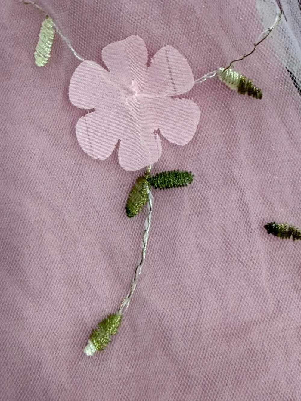 Pink Floral Embroidered Tulle Dress Girls Toddler Fairy Princess Cottagecore